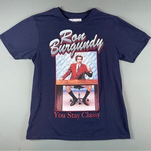 Anchorman - Legend of Ron Burgundy - Navy Blue Graphic T-Shirt - Size M/M